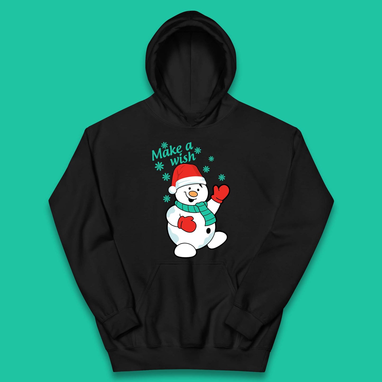 Make A Wish Snowman Christmas Kids Hoodie