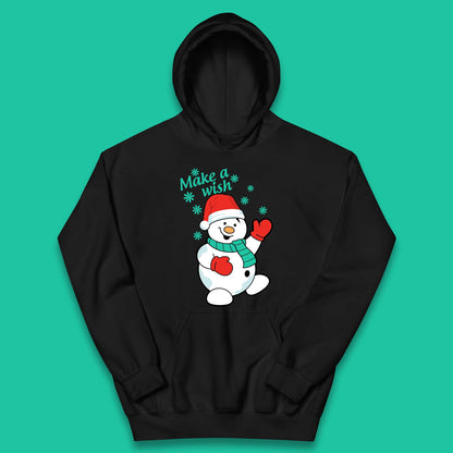 Make A Wish Snowman Christmas Kids Hoodie