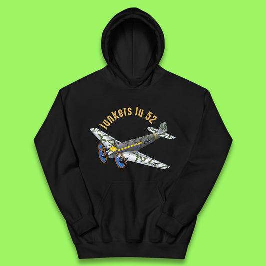 Junkers Ju 52 Transport Aircraft Medium Bomber Airliner Vintage Retro Fighter Jets World War II Remembrance Day Royal Air Force Kids Hoodie
