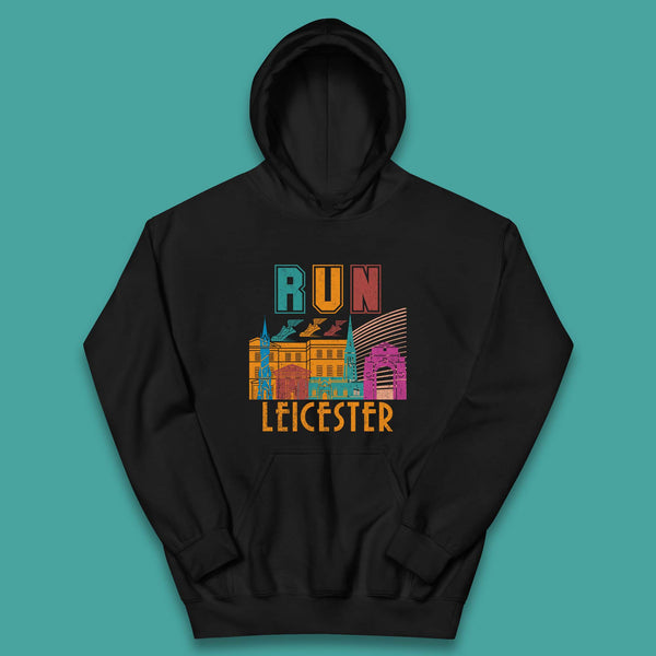 Run Leicester Festival Leicester Skyline Souvenir Race Leicester Running Kids Hoodie
