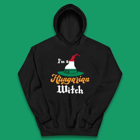 I'm A Hungarian Witch Halloween Witch Hat Hungarian Flag Kids Hoodie