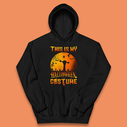 This Is My Halloween Costume Zombie Hand Rising Out Of A Graveyard & Holding Bone In Spooky Night Kids Hoodie