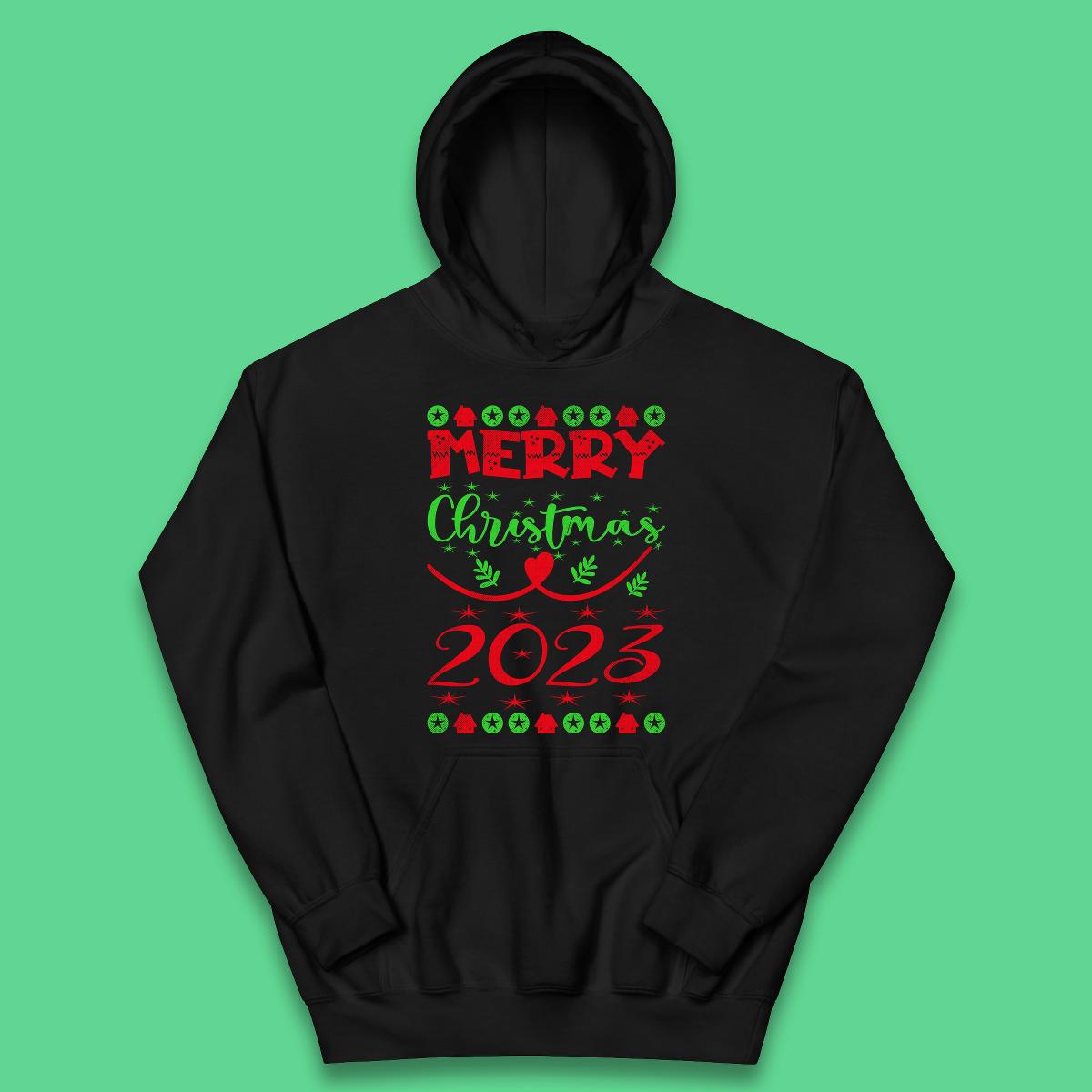 Merry Christmas 2023 Winter Holiday Xmas Festive Celebration Kids Hoodie