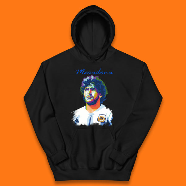 Legend Maradona Argentina Professional Soccer Player Greatest Of All Time Soccer Player Kids Hoodie