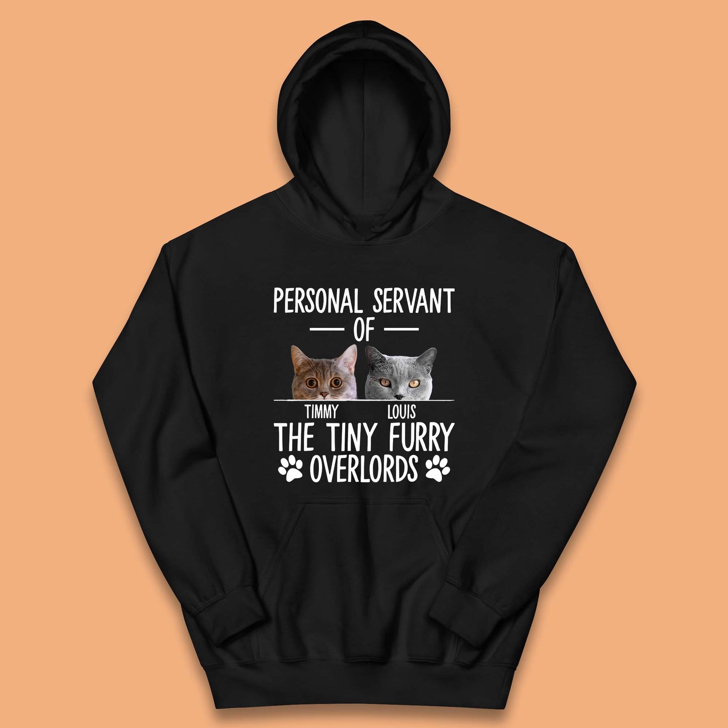 Personalised Servant Of The Tiny Furry Overlords Kids Hoodie