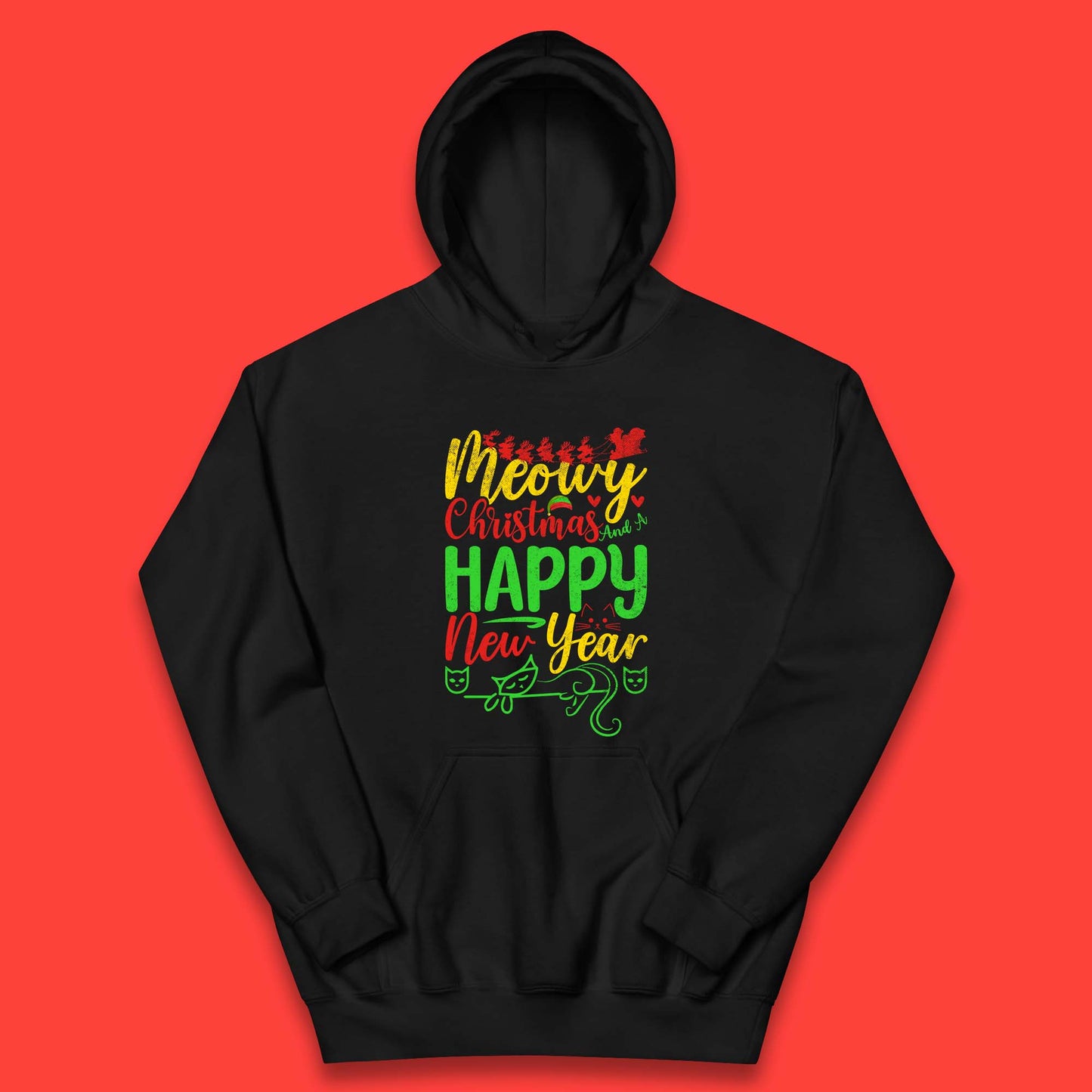 meowy christmas cat hoodie
