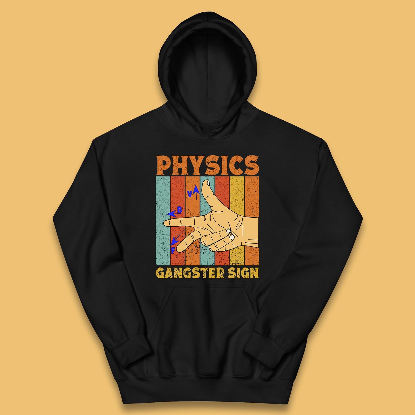 Physics Gangster Sign  Right Hand Rule Funny Parody Science Scientist Kids Hoodie