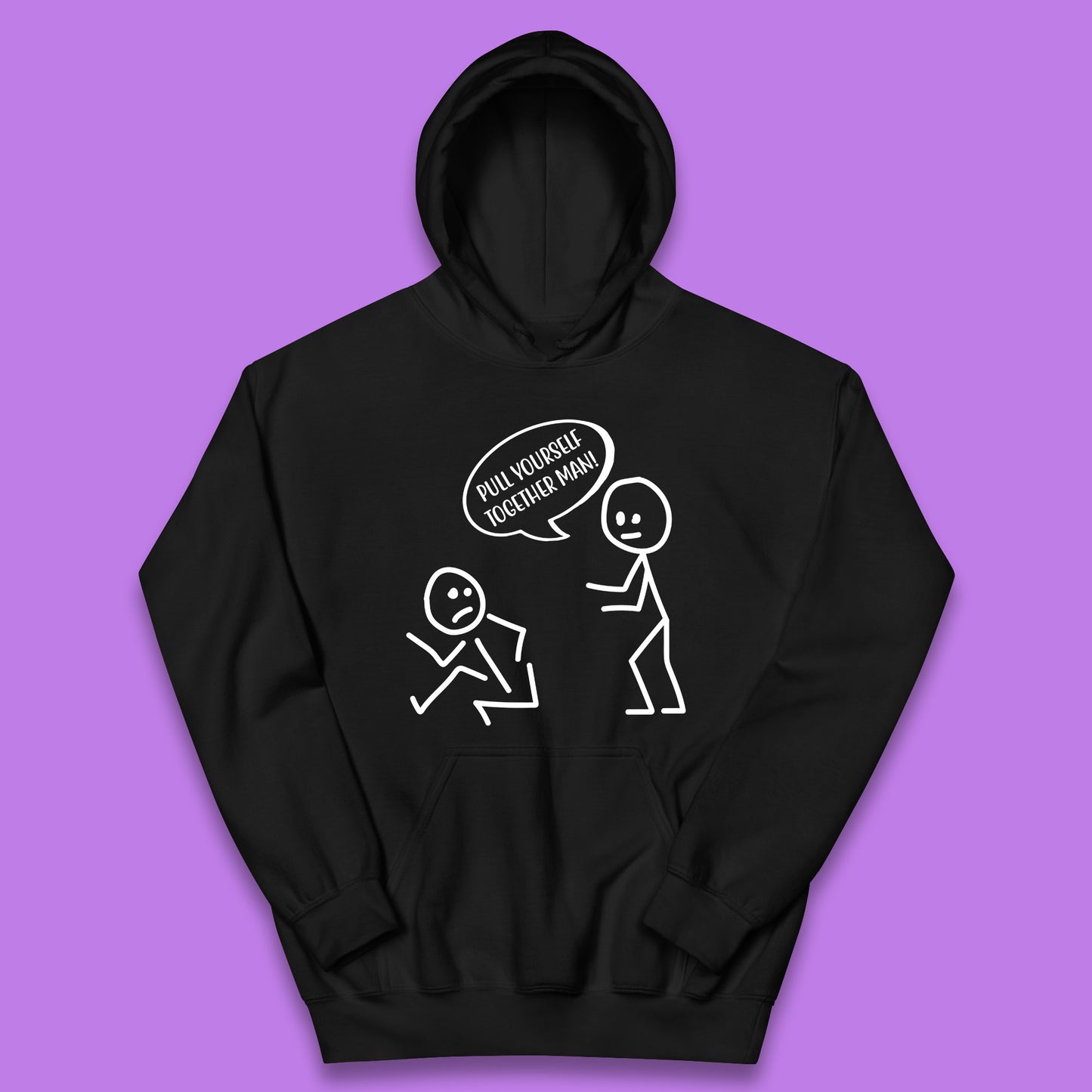 Pull Yourself Together Man! Novelty Sarcastic Funny Stick Figure Kids Hoodie