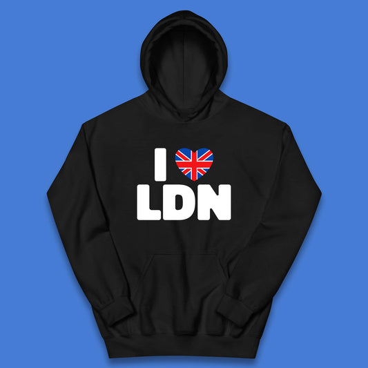 I Love LDN UK United Kingdom British England I Love London Kids Hoodie