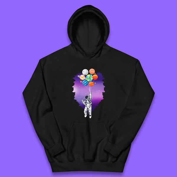 Astronaut Space Planets Balloons Kids Hoodie