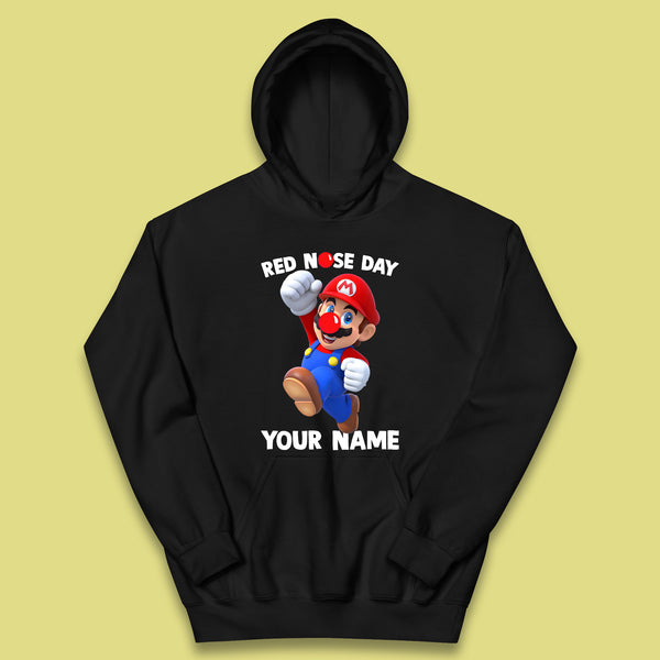 Personalised Super Mario Red Nose Day Kids Hoodie