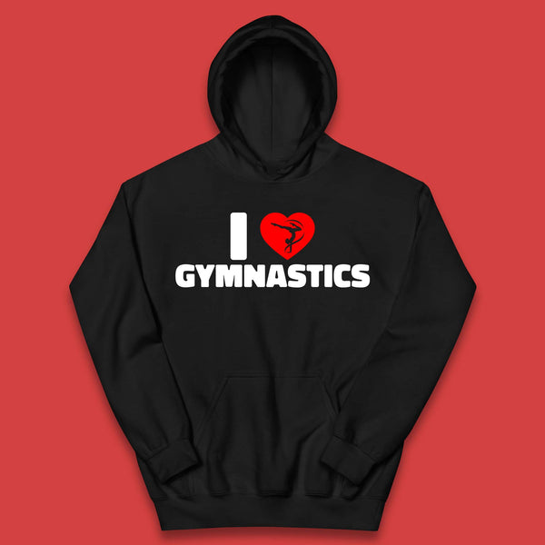 I Love Gymnastics Floor Exercises Sports Heart Gymnast Gymnastics Lover Kids Hoodie