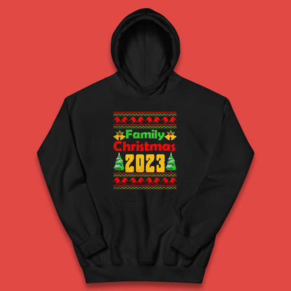 Family Christmas 2023 Holiday Winter Festive Christmas Trees Xmas Season Kids Hoodie