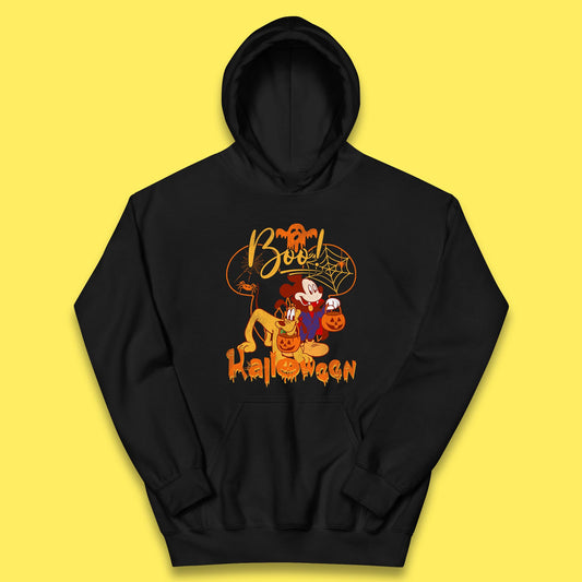 Boo Halloween Mickey Mouse And Pluto Friends Disney Halloween Disneyland Trip Kids Hoodie