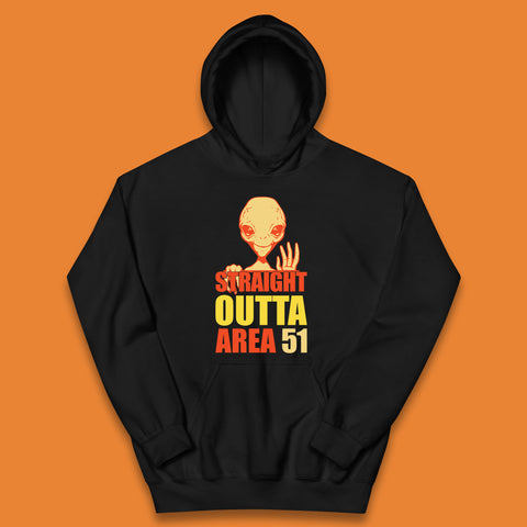Straight Outta Area 51 Alien Home Space Funny Storm Area 51 UFO Alien Event Kids Hoodie