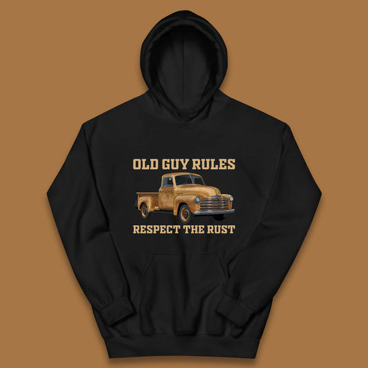 Old Guy Rules Respect The Rust Truck Classic Antique Truck Enthusiasts Kids Hoodie
