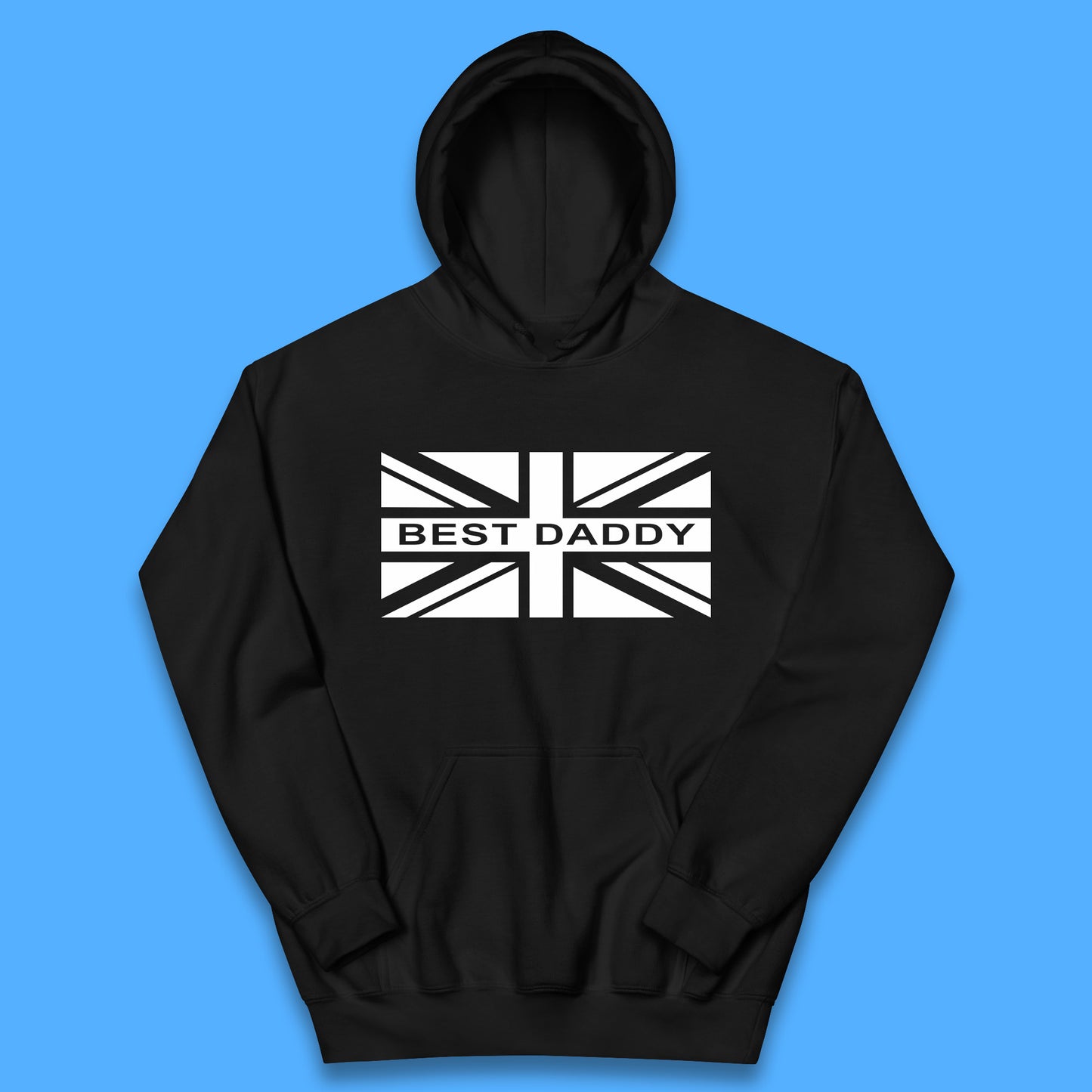 Best Daddy Vintage Union Jack Great Britain United Kingdom England Flag Patriotic Dad Father's Day Kids Hoodie