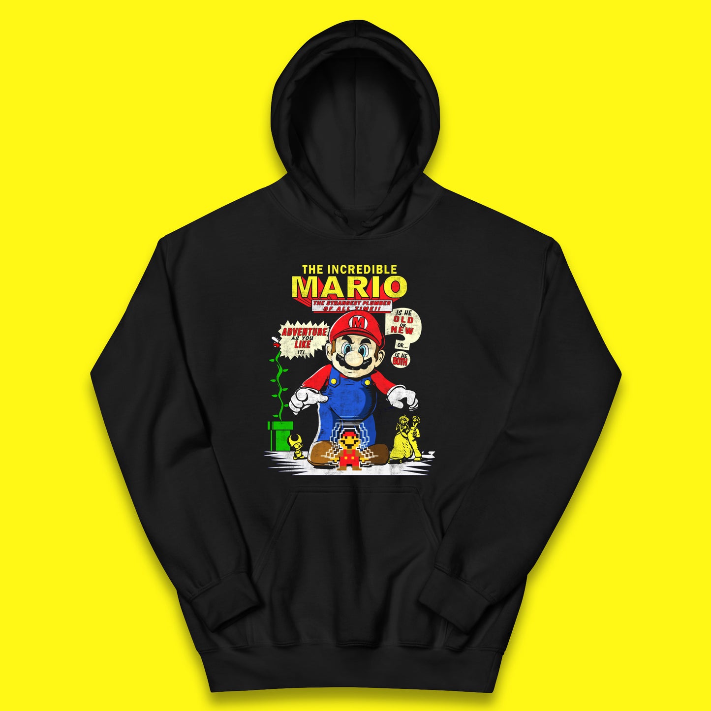 The Incredible Mario The Strongest Plumber Of All Time Super Mario Funny Plumber Mario Bros Gaming Kids Hoodie