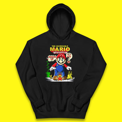 The Incredible Mario The Strongest Plumber Of All Time Super Mario Funny Plumber Mario Bros Gaming Kids Hoodie