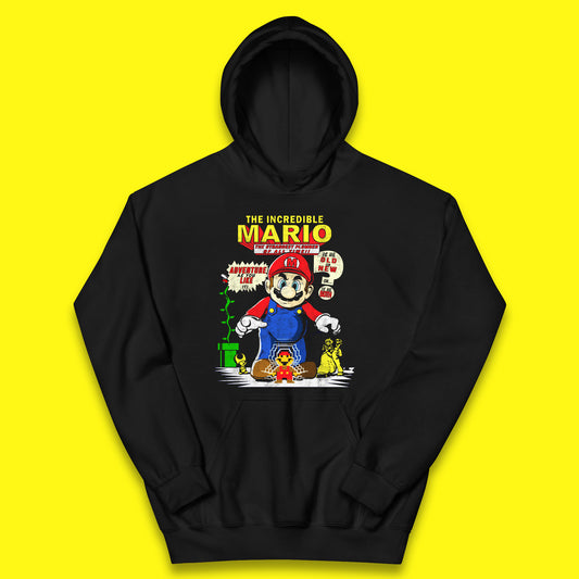 The Incredible Mario The Strongest Plumber Of All Time Super Mario Funny Plumber Mario Bros Gaming Kids Hoodie