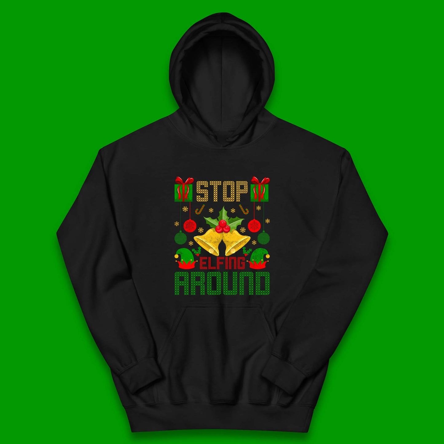 christmas stop elfing around hoodie