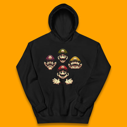 Mario Characters Funny Old Faces Super Mario, Luigi, Wario And Waluigi Game Players Mario Bro Toad Retro Gaming Kids Hoodie