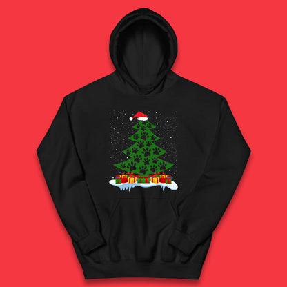christmas tree with paw prints of dogs hoodie