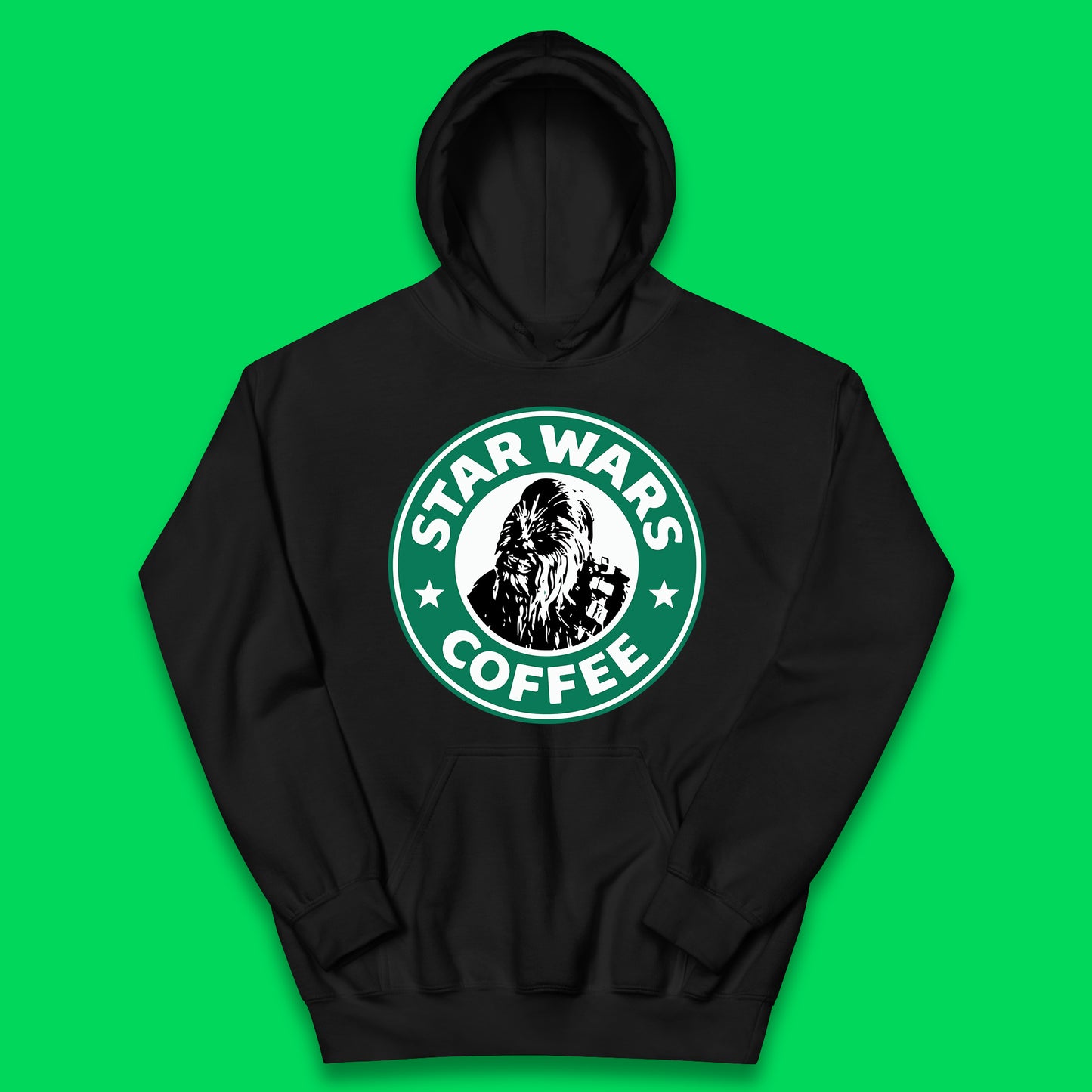 Chewbacca Star Wars Coffee Sci-fi Action Adventure Movie Character Starbucks Coffee Spoof 46th Anniversary Kids Hoodie