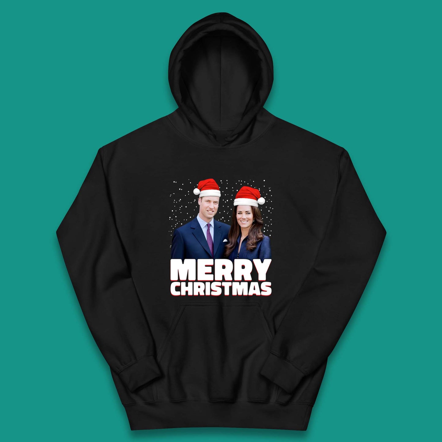 Prince William & Kate Merry Christmas Kids Hoodie