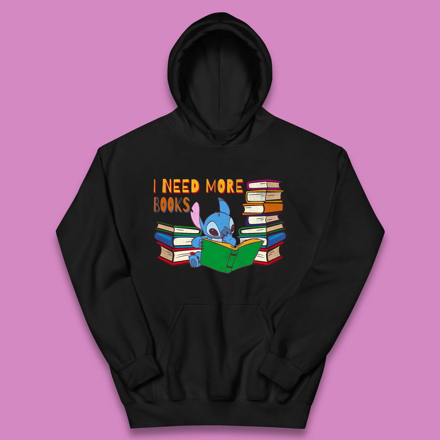 Stitch Reading A Book Kids Hoodie