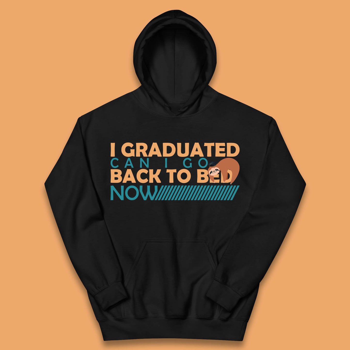 I Graduated Can I Go Back To Bed Now Funny Sleeping Sloth Graduation Kids Hoodie