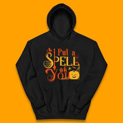I Put a Spell on You Witch Broom Horror Spooky Scary Halloween Costume Kids Hoodie