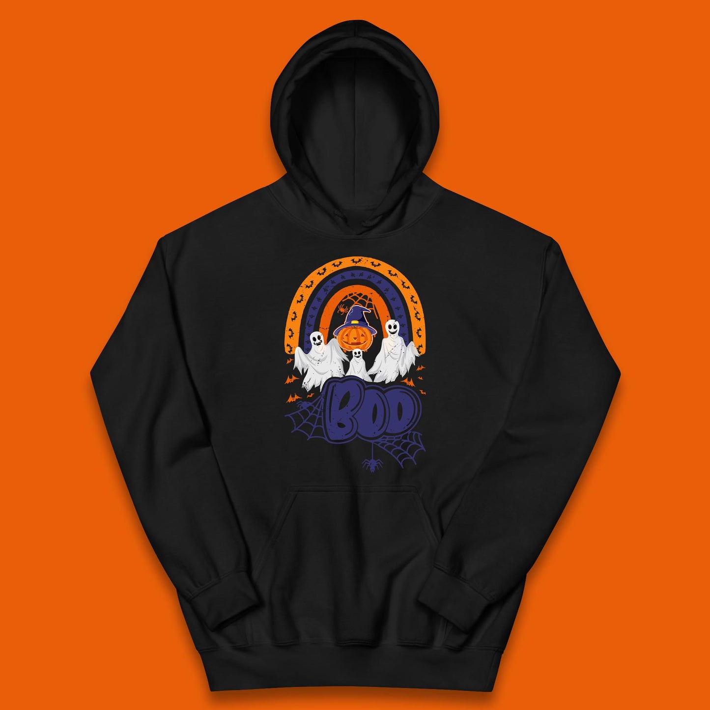Halloween Boo Ghosts With Witch Pumpkin Scary Spooky Season Kids Hoodie