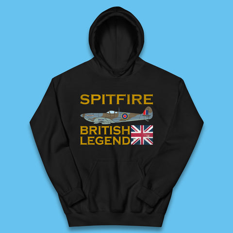 Supermarine Spitfire British Legend Fighter Aircraft Royal Air Force Spitfire WW2 Remembrance Day Kids Hoodie