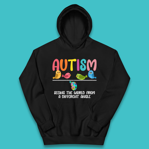 Autism Seeing The World From A Different Angel Autism Awareness Support Autism Acceptance Kids Hoodie