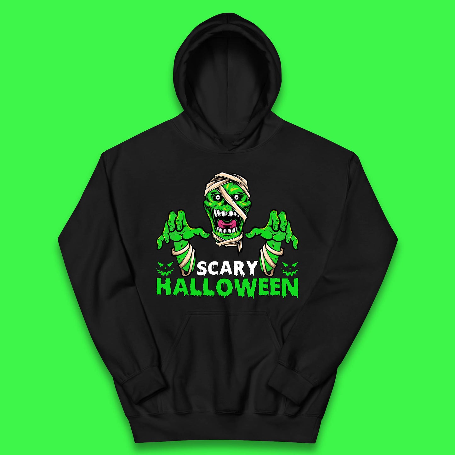 Scary Halloween Skull Zombie Mummy Horror Monster Zombie Hands Scary Vibes Kids Hoodie