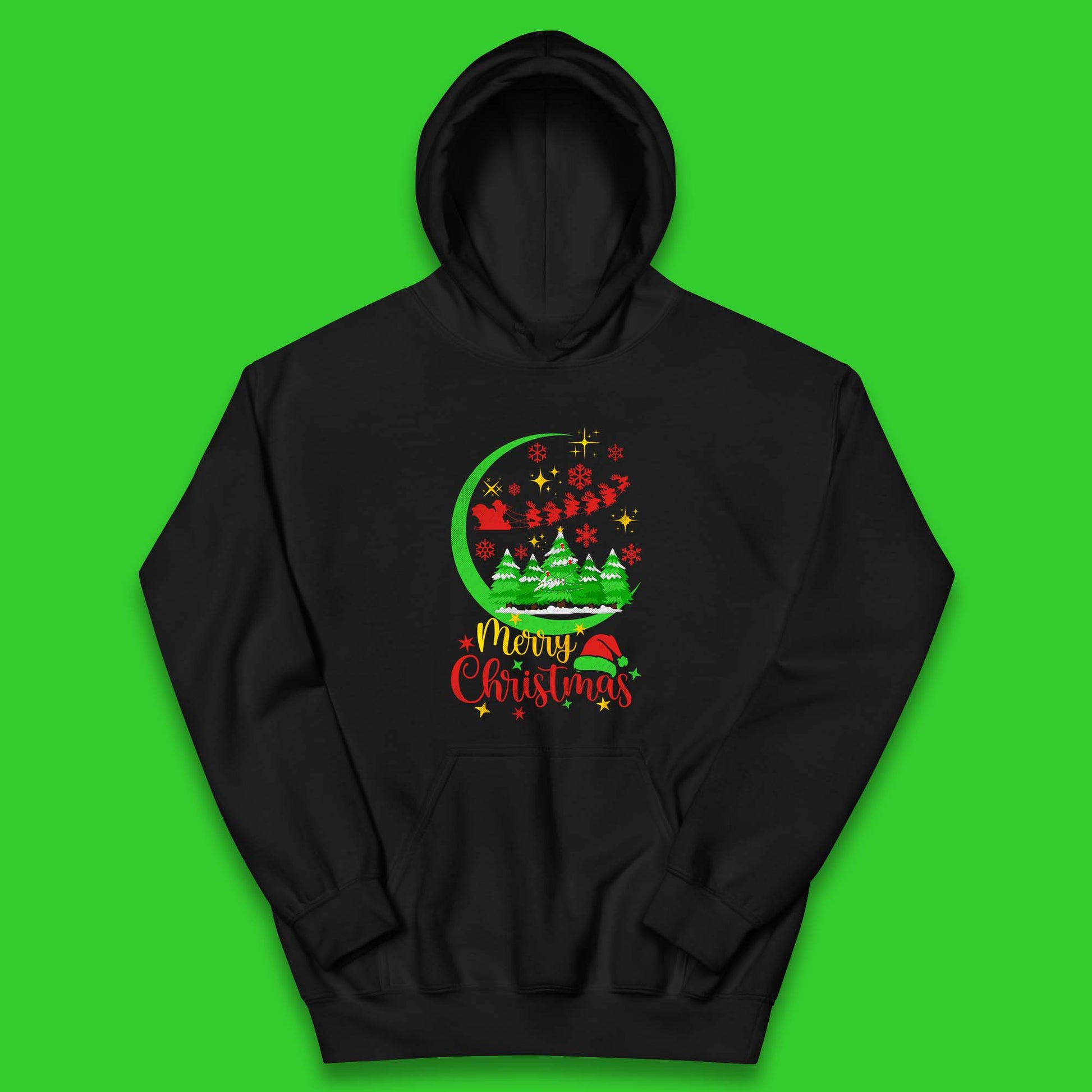 merry christmas santa trees hoodie