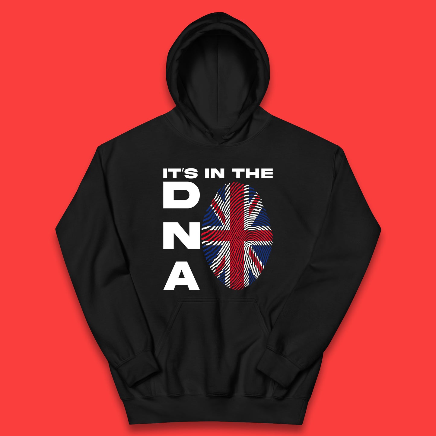 It's In My DNA Uk Union Jack Flag Fingerprint United Kingdom London Souvenirs British Flag Kids Hoodie