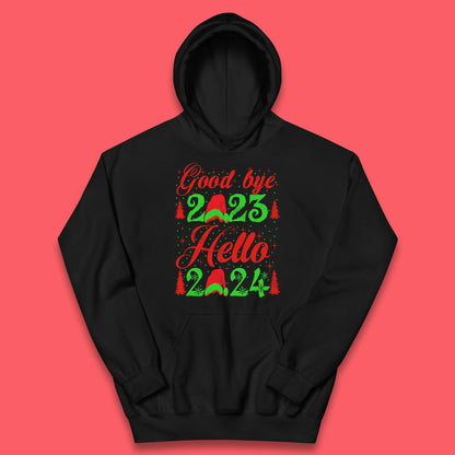 Good Bye 2023 Hello 2024 Merry Christmas Happy New Year Xmas Festive Celebration Kids Hoodie