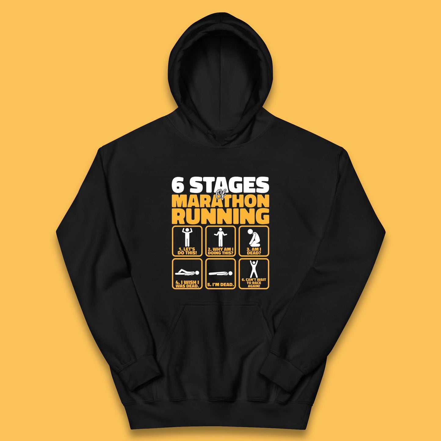 6 Stages Of Marathon Running Athletics Kids Hoodie
