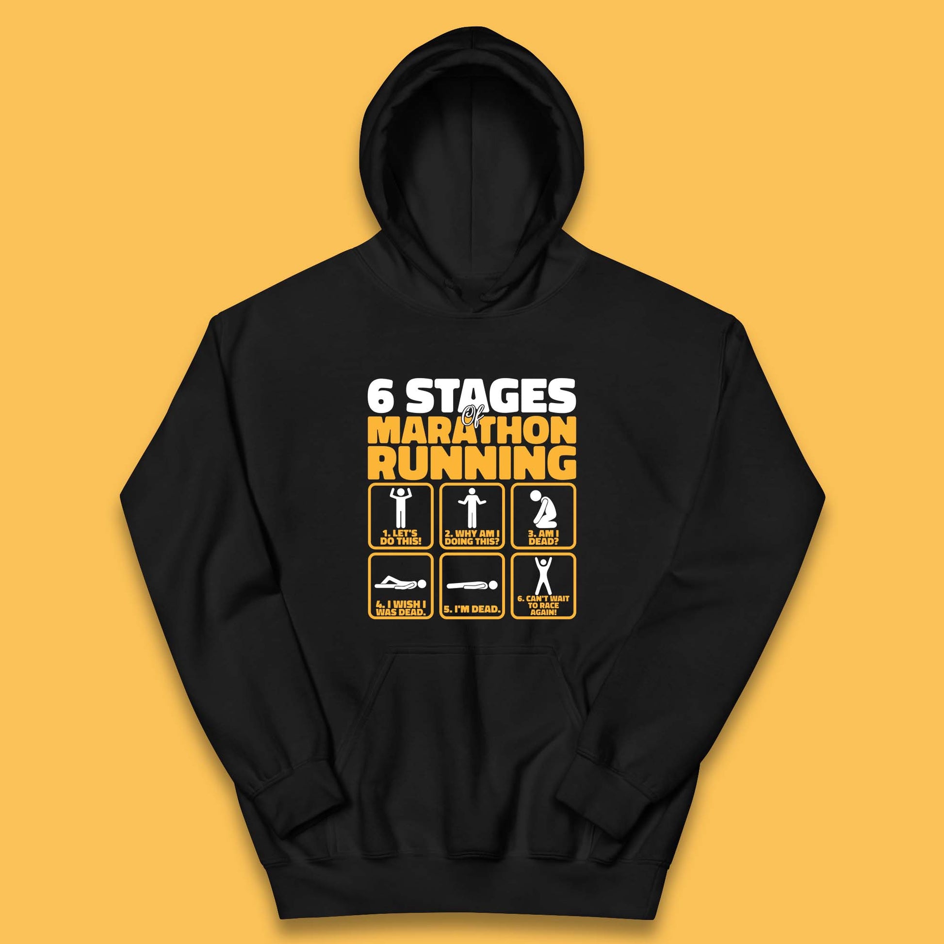 6 Stages Of Marathon Running Athletics Kids Hoodie