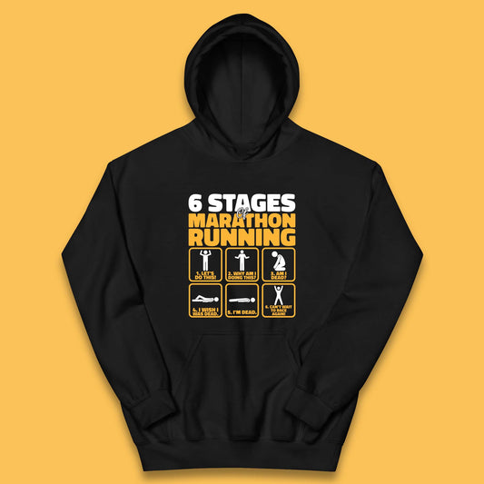 6 Stages Of Marathon Running Athletics Kids Hoodie