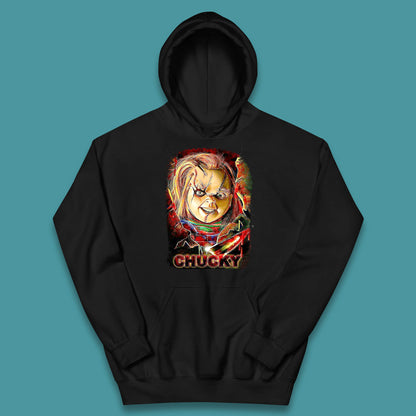 Chucky Distressed Childs Play Horror Monster Creepy Doll Toy Scary Halloween Scary Movie Character Kids Hoodie