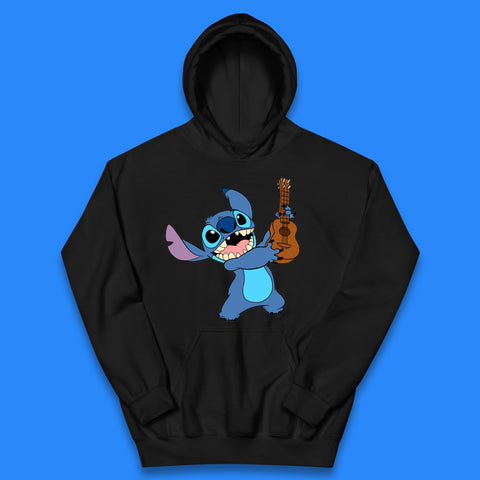 Disney Ohana Playing The Guitar Ohana Lilo & Stitich In Happy Mood Cartoon Character Disney World Kids Hoodie