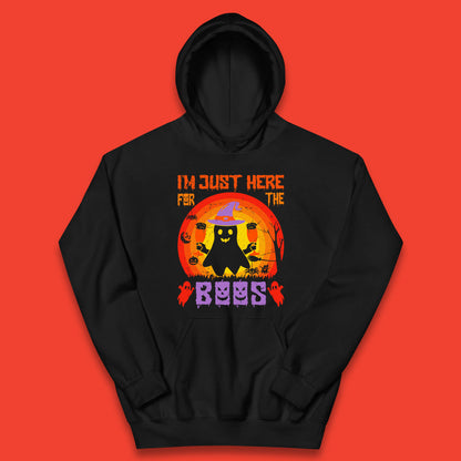 I'm Just Here For The Boos Halloween Boo Ghost Witch Hat Horror Scary Kids Hoodie