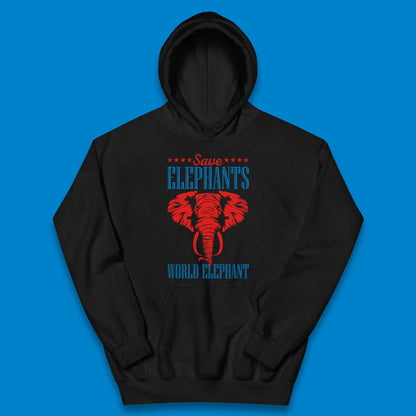 Save The Elephants World Elephant Day Zoo Animal Wildlife Kids Hoodie