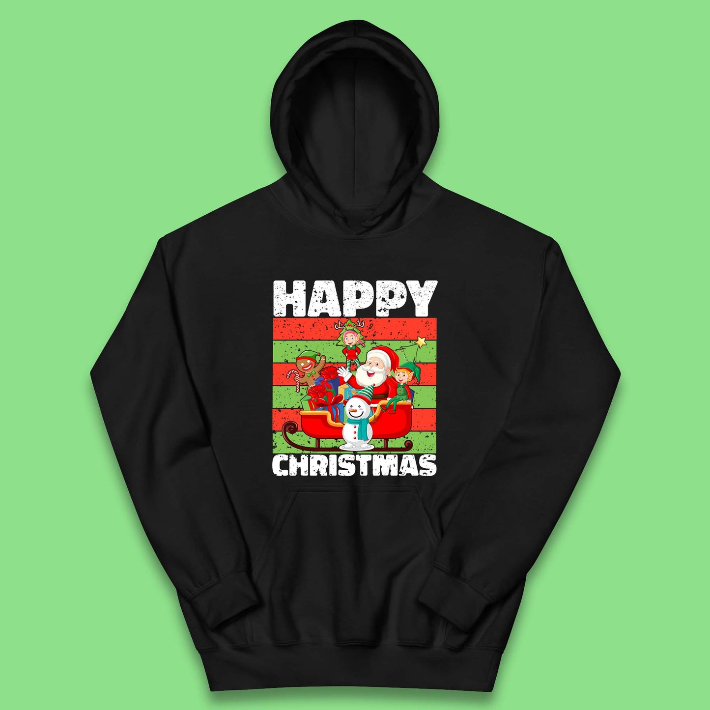 santa and friends on sleigh christmas hoodie