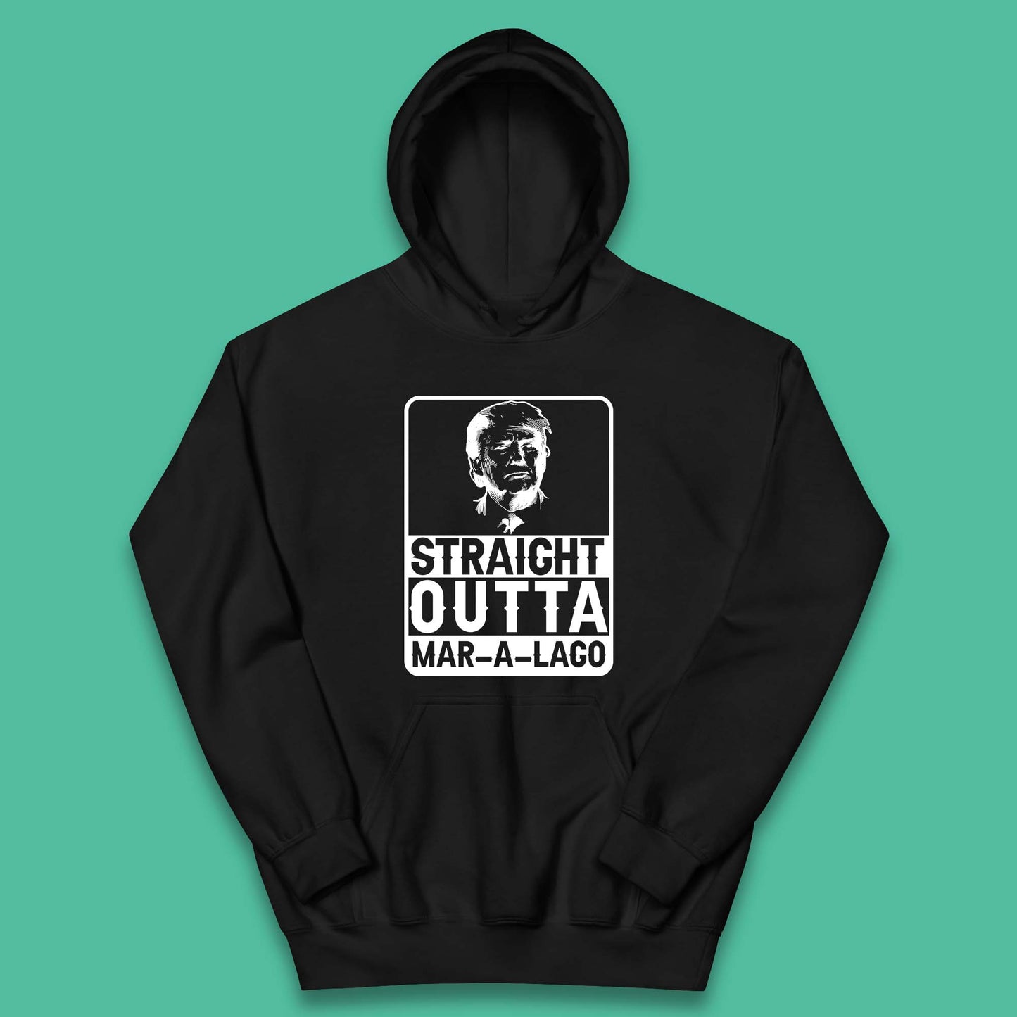 Donald Trump Straight Outta Mar-A-Lago USA Mugshot President Elections 2024 Kids Hoodie