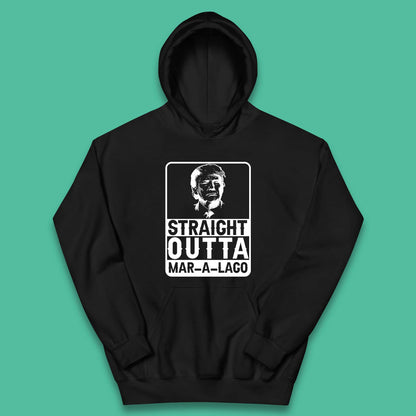 Donald Trump Straight Outta Mar-A-Lago USA Mugshot President Elections 2024 Kids Hoodie