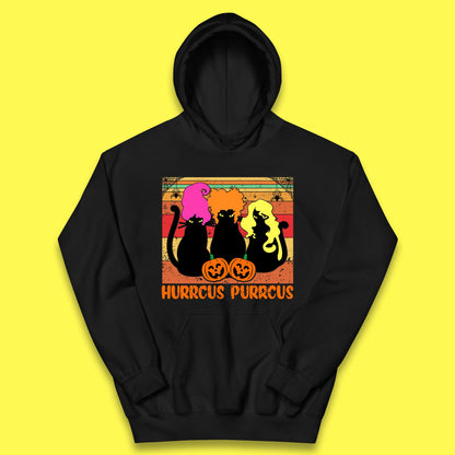 Vintage Halloween Witches Hurrcus Purrucs Scary Cat Horror Pumpkin Faces Hocus Pocus Halloween Costume Kids Hoodie